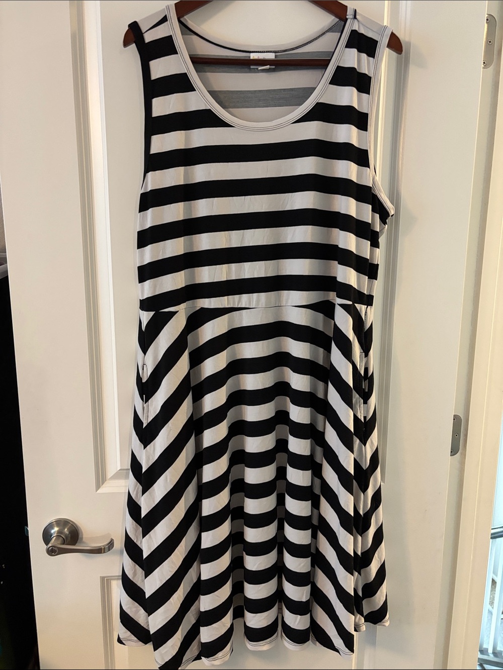 Black and White Striped Sleeveless Nicki Dress